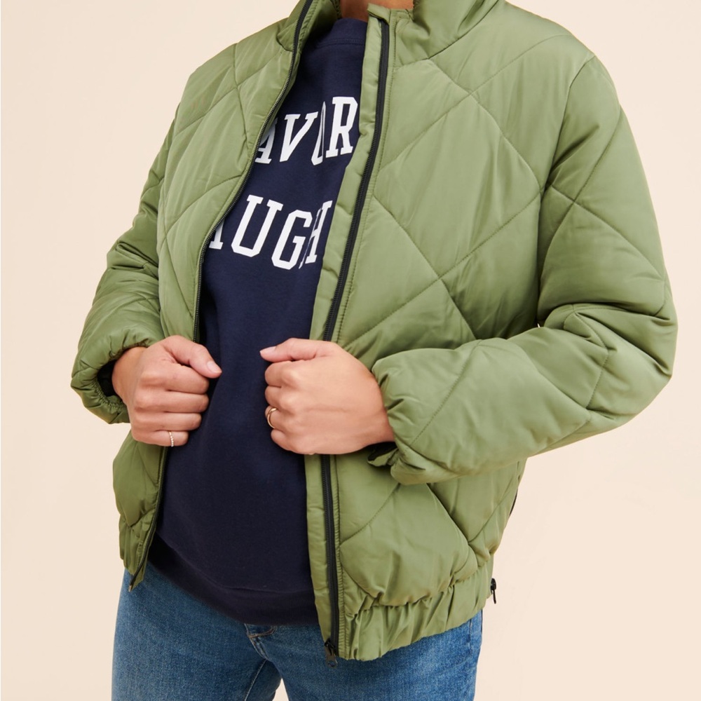 Ingrid + Isabel Maternity Olive Quilted Puffer Jacket